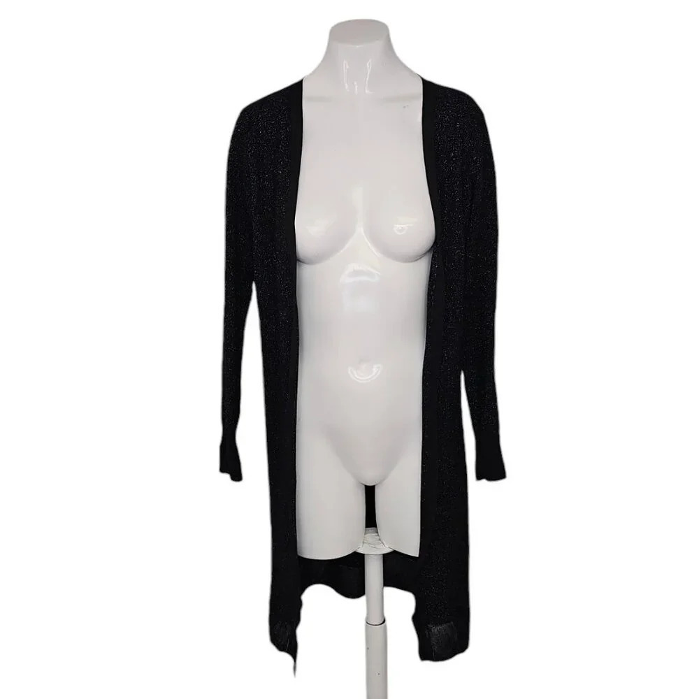 Rag & Bone Womens Black Metallic Longline Cardigan Size Small Wool Blend